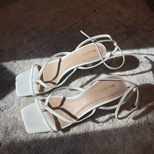 SOLD - NOT AVAILABLE White Aldo Strappy Heels - Size 8.5